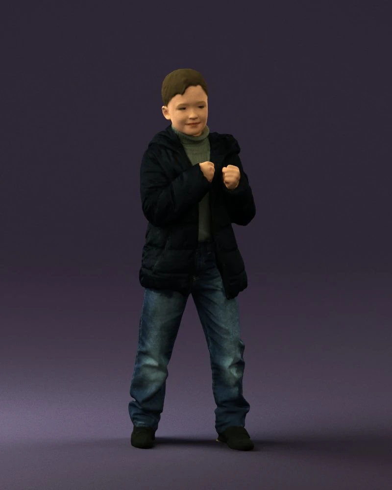 kid in jeans dark blue winter acket 0538 3d print ready 3D Print Model .c4d .max .obj .3ds .fbx .stl .blend