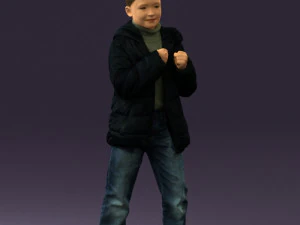 kid in jeans dark blue winter acket 0538 3d print ready 3D Print Model