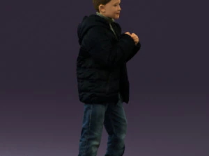 kid in jeans dark blue winter acket 0538 3d print ready 3D Print Model