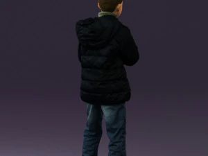 kid in jeans dark blue winter acket 0538 3d print ready 3D Print Model