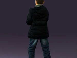 kid in jeans dark blue winter acket 0538 3d print ready 3D Print Model