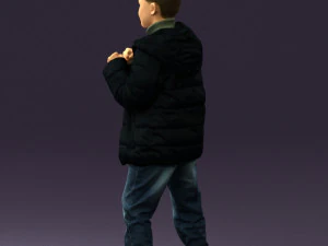 kid in jeans dark blue winter acket 0538 3d print ready 3D Print Model
