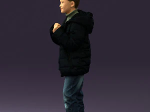 kid in jeans dark blue winter acket 0538 3d print ready 3D Print Model