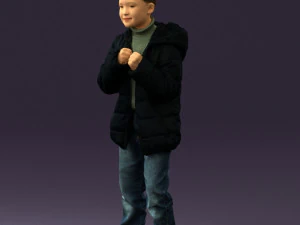 kid in jeans dark blue winter acket 0538 3d print ready 3D Print Model