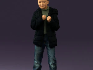 kid in jeans dark blue winter acket 0538 3d print ready 3D Print Model
