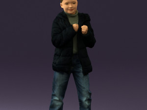 kid in jeans dark blue winter acket 0538 3d print ready 3Dプリントモデル