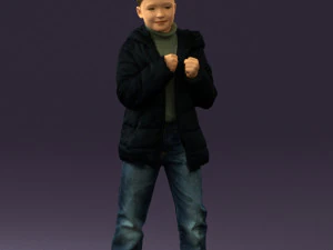 kid in jeans dark blue winter acket 0538 3d print ready 3D Print Model