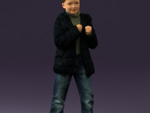 kid in jeans dark blue winter acket 0538 3d print ready 3Dプリントモデル