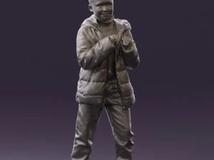 kid in jeans dark blue winter acket 0538 3d print ready 3D Print Model