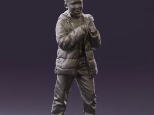 kid in jeans dark blue winter acket 0538 3d print ready 3D Print Model