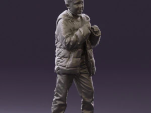 kid in jeans dark blue winter acket 0538 3d print ready 3D Print Model