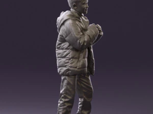 kid in jeans dark blue winter acket 0538 3d print ready 3D Print Model