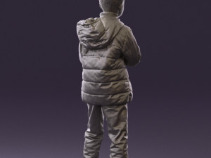 kid in jeans dark blue winter acket 0538 3d print ready 3Dプリントモデル