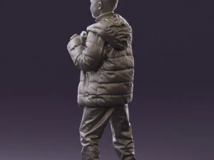 kid in jeans dark blue winter acket 0538 3d print ready 3D Print Model