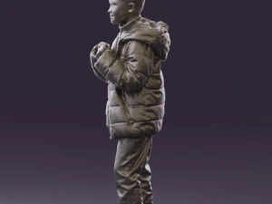 kid in jeans dark blue winter acket 0538 3d print ready 3D Print Model