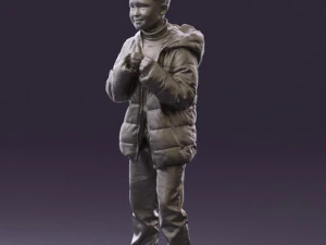 kid in jeans dark blue winter acket 0538 3d print ready 3D Print Model