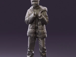 kid in jeans dark blue winter acket 0538 3d print ready 3D Print Model