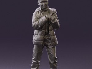 kid in jeans dark blue winter acket 0538 3d print ready 3Dプリントモデル
