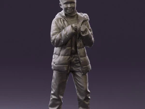 kid in jeans dark blue winter acket 0538 3d print ready 3D Print Model