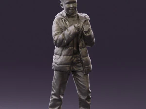 kid in jeans dark blue winter acket 0538 3d print ready 3D Print Model