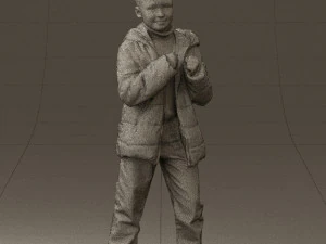 kid in jeans dark blue winter acket 0538 3d print ready 3D Print Model