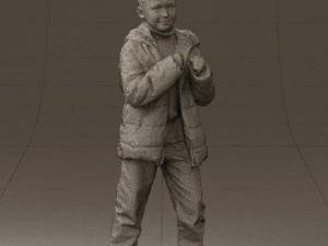 kid in jeans dark blue winter acket 0538 3d print ready 3D Print Model
