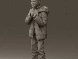 kid in jeans dark blue winter acket 0538 3d print ready 3D Print Model