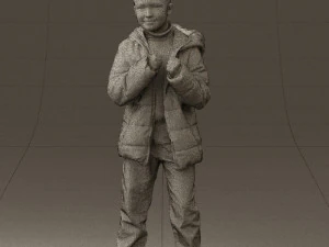 kid in jeans dark blue winter acket 0538 3d print ready 3D Print Model