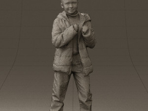 kid in jeans dark blue winter acket 0538 3d print ready 3Dプリントモデル