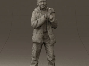 kid in jeans dark blue winter acket 0538 3d print ready 3D Print Model