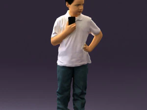 kid in jeans white shirt 0537 3D Model