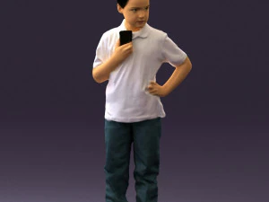 kid in jeans white shirt 0537 3D Model