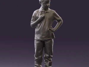 kid in jeans white shirt 0537 3D Model