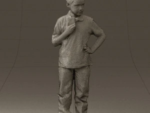 kid in jeans white shirt 0537 3D Model