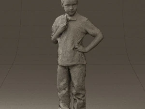 kid in jeans white shirt 0537 3D Model