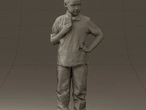 kid in jeans white shirt 0537 3D Model