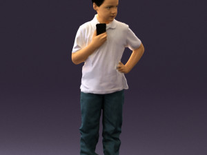 kid in jeans white shirt 0537 3d print ready Modello di stampa 3D