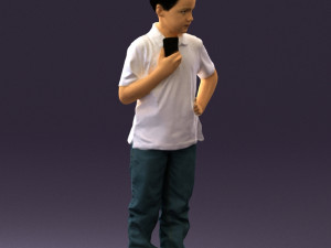 kid in jeans white shirt 0537 3d print ready Modello di stampa 3D