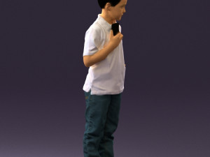 kid in jeans white shirt 0537 3d print ready Modello di stampa 3D
