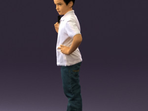 kid in jeans white shirt 0537 3d print ready Modello di stampa 3D
