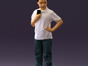 kid in jeans white shirt 0537 3d print ready Modello di stampa 3D