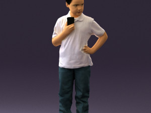 kid in jeans white shirt 0537 3d print ready Modello di stampa 3D