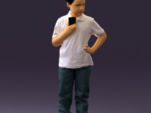 kid in jeans white shirt 0537 3d print ready Modello di stampa 3D