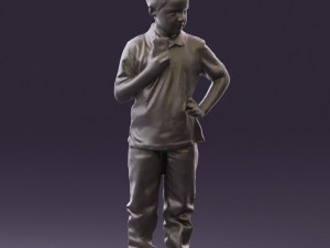 kid in jeans white shirt 0537 3d print ready Modello di stampa 3D