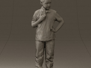kid in jeans white shirt 0537 3d print ready Modello di stampa 3D