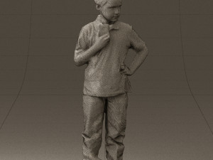 kid in jeans white shirt 0537 3d print ready Modello di stampa 3D
