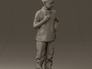 kid in jeans white shirt 0537 3d print ready Modello di stampa 3D