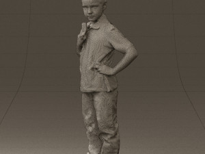 kid in jeans white shirt 0537 3d print ready Modello di stampa 3D