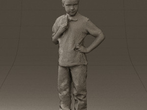 kid in jeans white shirt 0537 3d print ready Modello di stampa 3D
