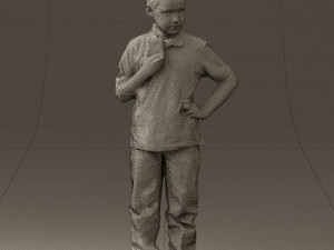 kid in jeans white shirt 0537 3d print ready Modello di stampa 3D